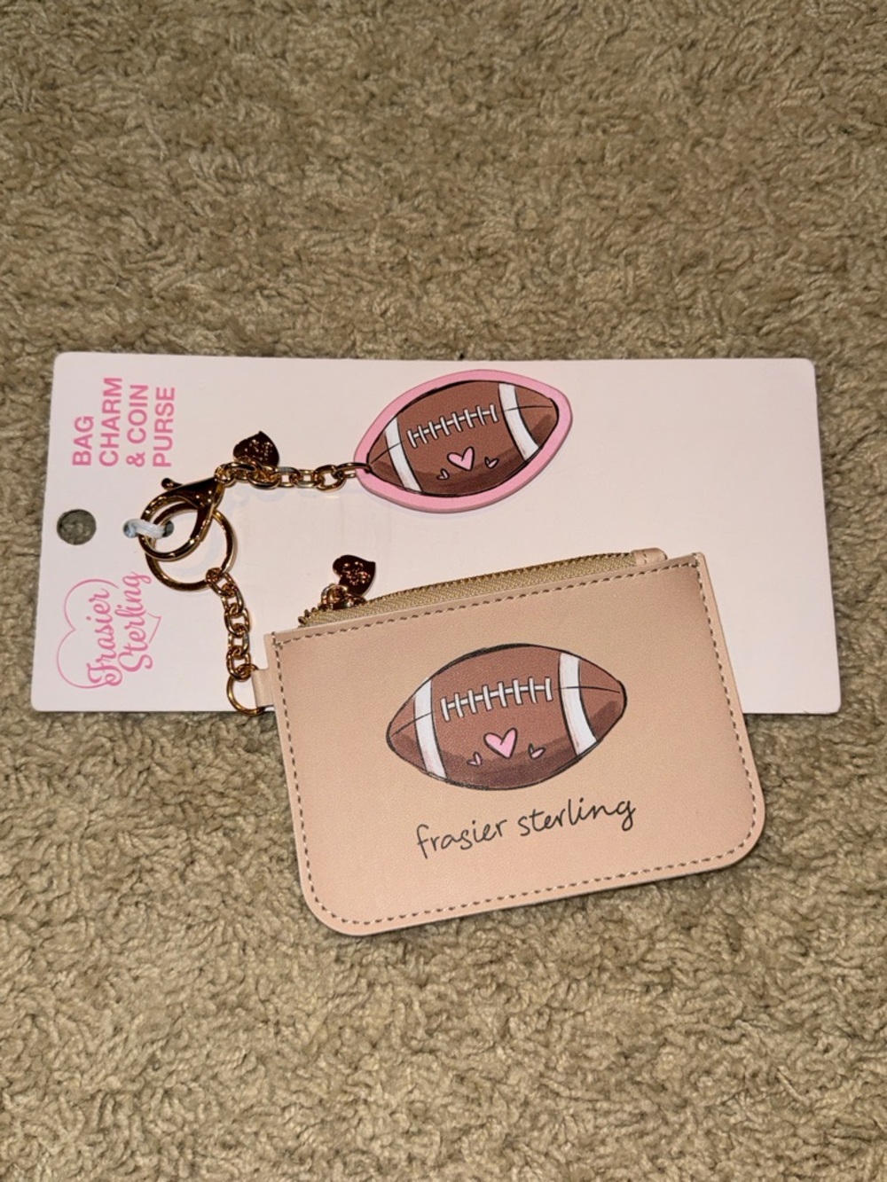 Frasier Sterling Pink Football Bag Charm & Coin Purse - Picture 5 of 11